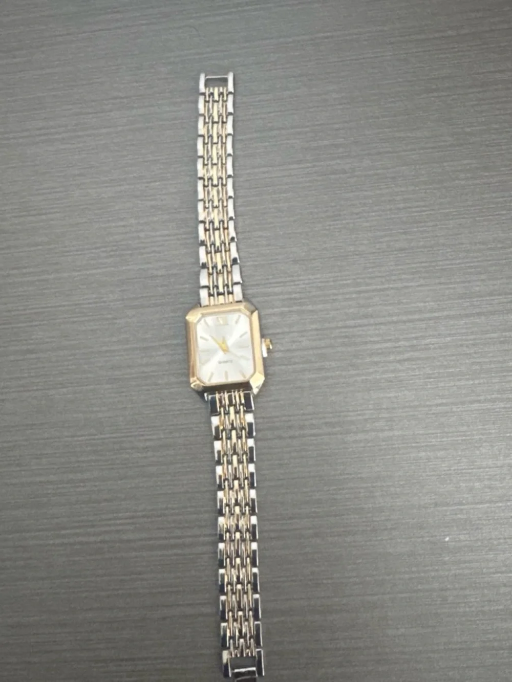 Stainless steel Gold and Silver Women's Rectangle Bracelet Watch - vintage